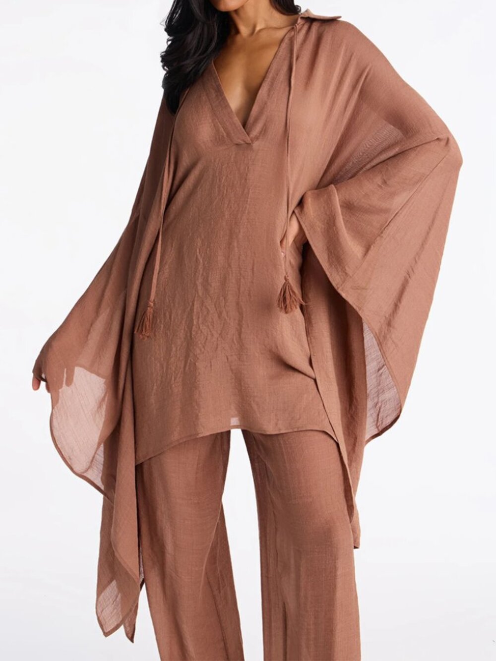 Fashion Nova Addison Faux Linen Resort Wear Pant Set - Picture 1 of 4